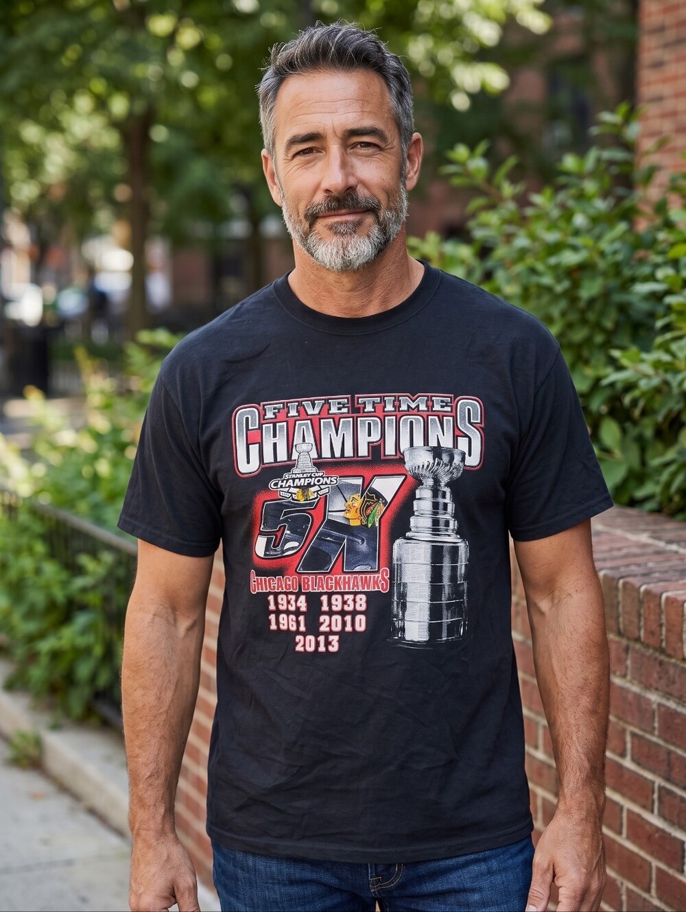 Chicago Blackhawk 5× Stanley Cup Champions 1934 1938 1961 2010 2013 Black Gildan